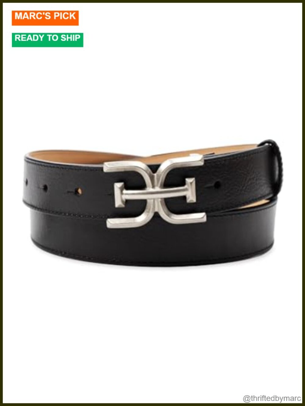 Double-E Plaque Buckle Slim Textured Belt for Jeans and Dresses